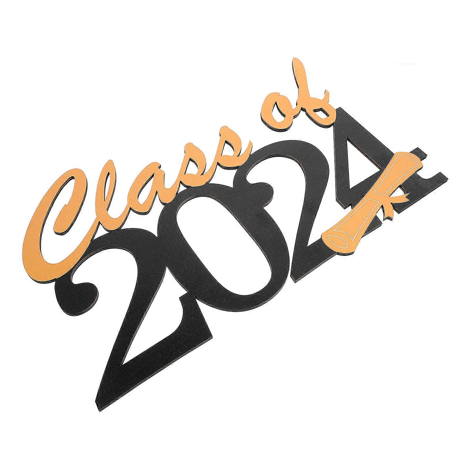 Wood Graduation Signs Class of 2024 Hanging Sign Multi 42.00X25.00X0.50CM Wood Hollow present Graduates Front Door Plaque 1Pack