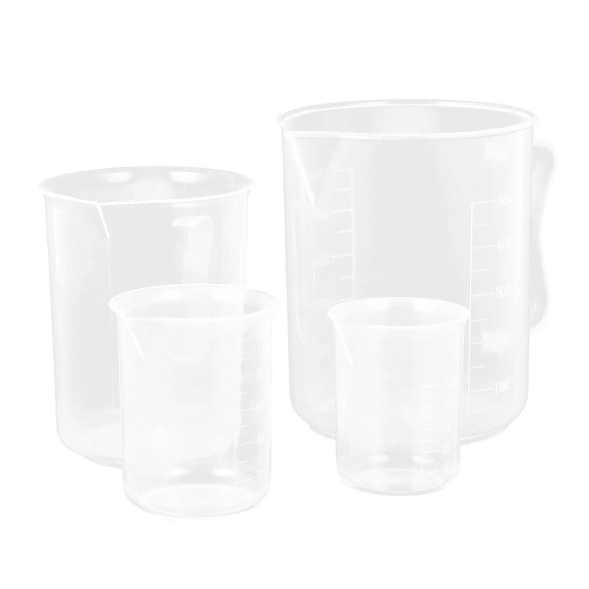 Compact Measuring Beakers Thickened Plastic Graduated Surface 4Pcs