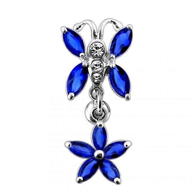 Butterfly Flower Dangling Belly Ring