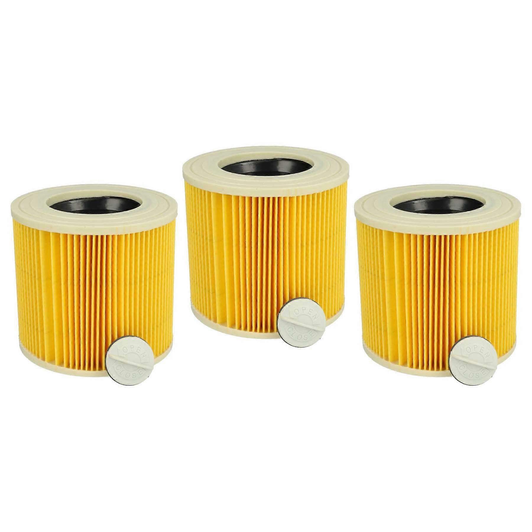 Filter Set 3 x Pleated Filters Compatible with Kärcher A 2574 PT, A 2574 Me, A 2604 Wet  Dry Vacuum Cleaner  Filter, Cartridge Filter, Yellow