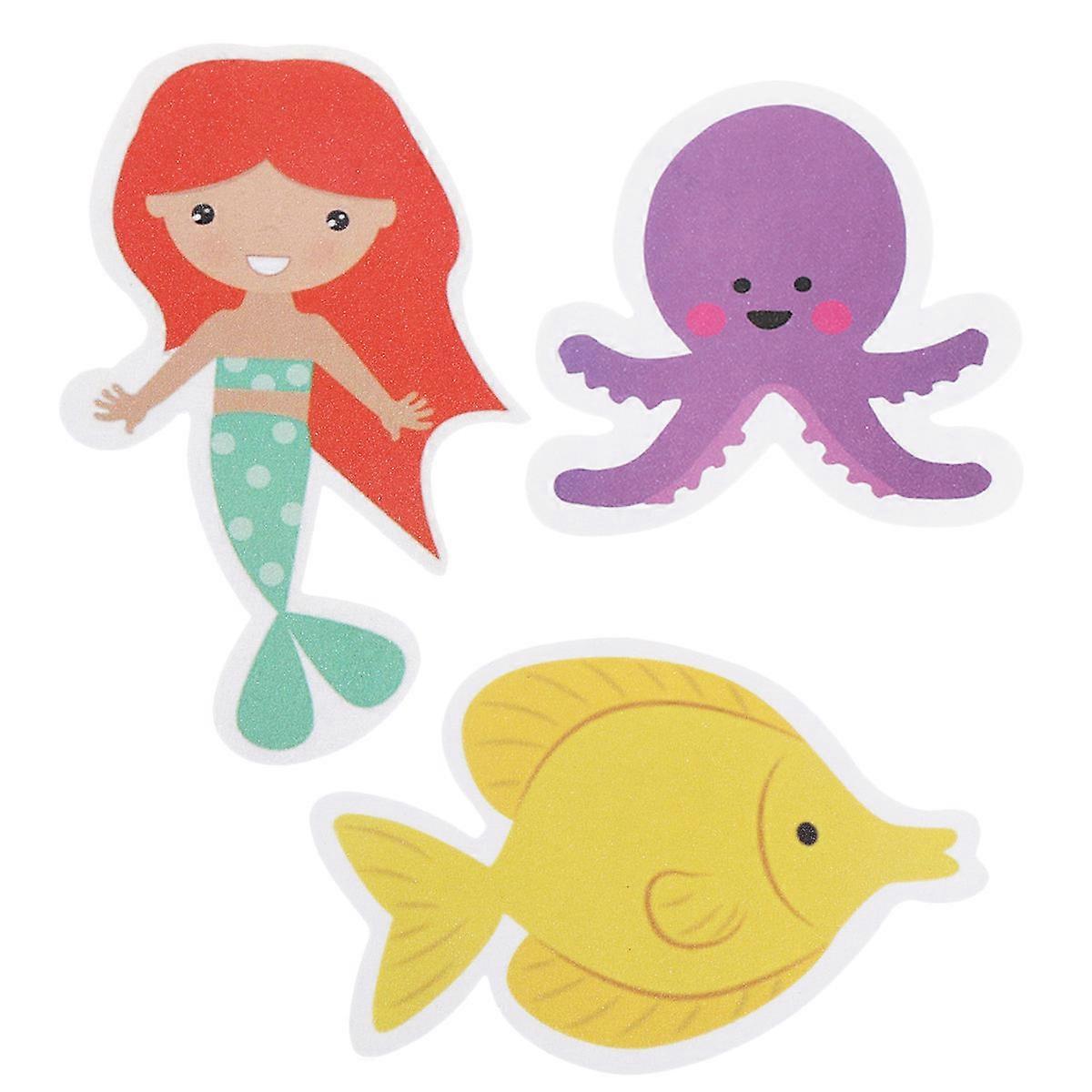 Adhesive Shower Treads Non-Slip Waterproof Bathroom Decals Assorted Color 12X13cm Square Ocean Style 5Pcs