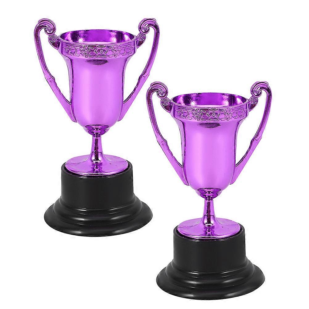 Winner Award Trophy Elegant Design For Sports Events Purple Mini Trophy Shape Plastic 2Pack