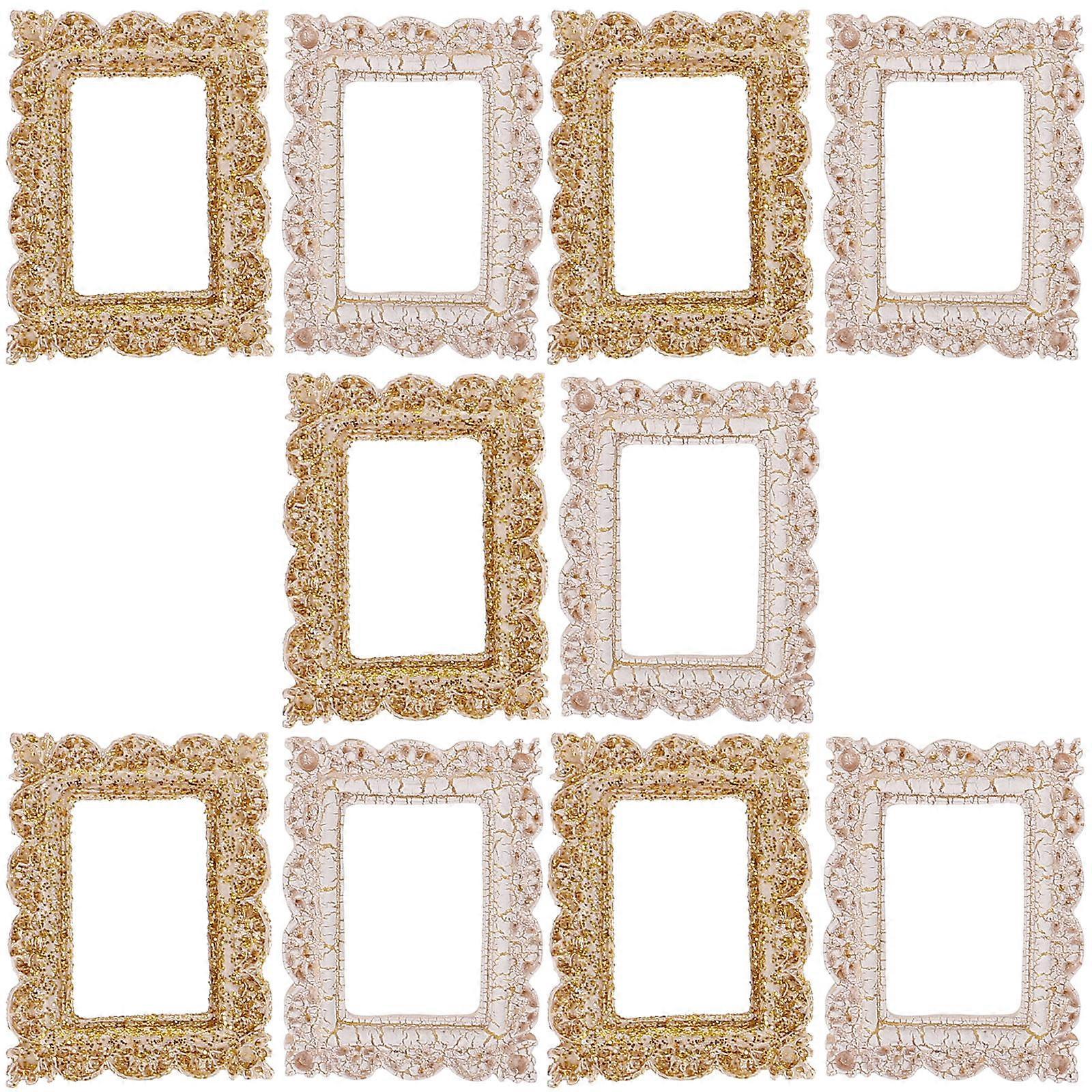 10pcs Mini Resin Picture Frames Vintage Style Tiny Photo Frame Ornaments for DIY Phone Case Accessories Wallet Crafts