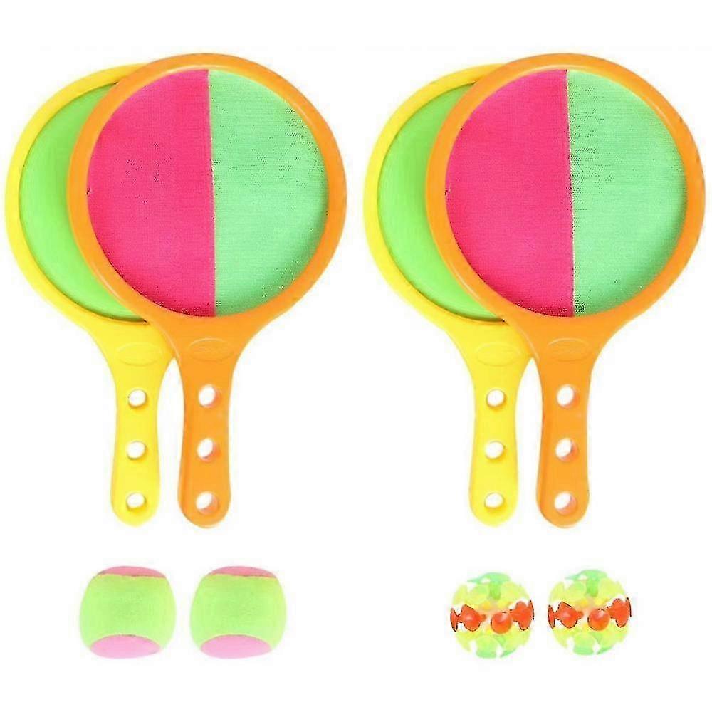 2 Sätze Paddle Toss & Catch Ball Game Set mit Disc Paddles & Ball für Erwachsene Kinder (zufällige Farbe) MKK--