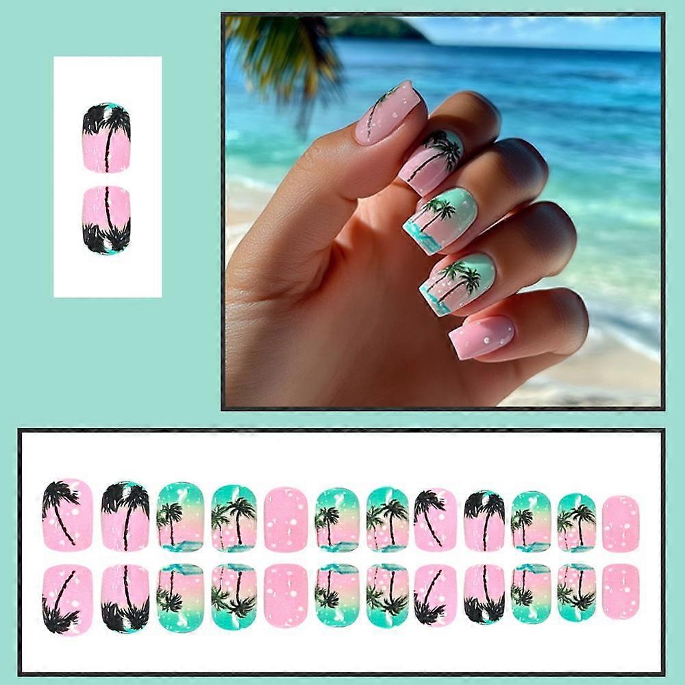 Summer Wear Armor Press On False Finger Nails - Fake Nails Glittered