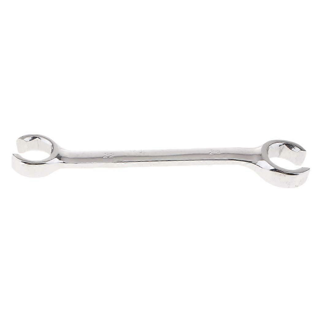 Flare Nut Wrench, Brake Line Wrench, Double Box End, For Offset Fuel Lines, Chrome-Vanadium Steel, Silver, 15 x 17 mm