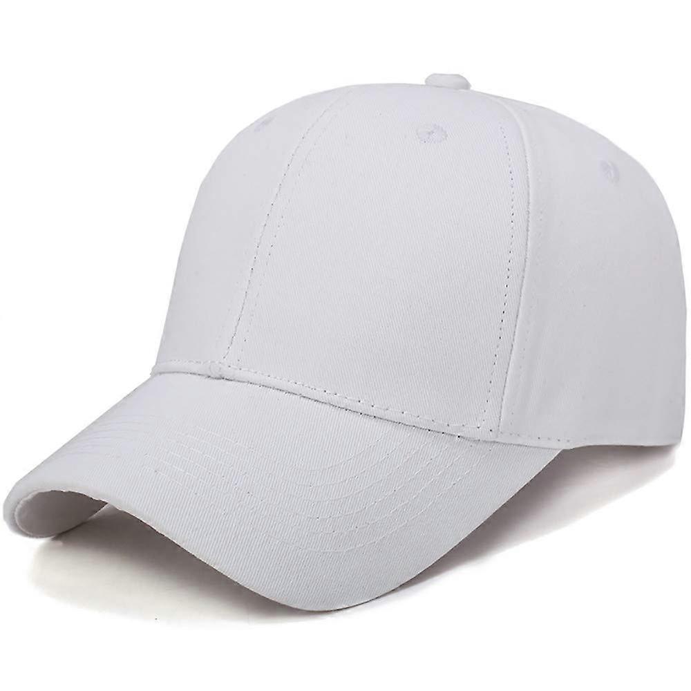 Plain Baseball Cap for Men - Pure Cotton Outdoor Hat, Light Weight Solid Color Peaked Cap, One Size, White