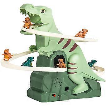 Dinosaur Roller Coaster Toy with Light and Music, 15 Pieces