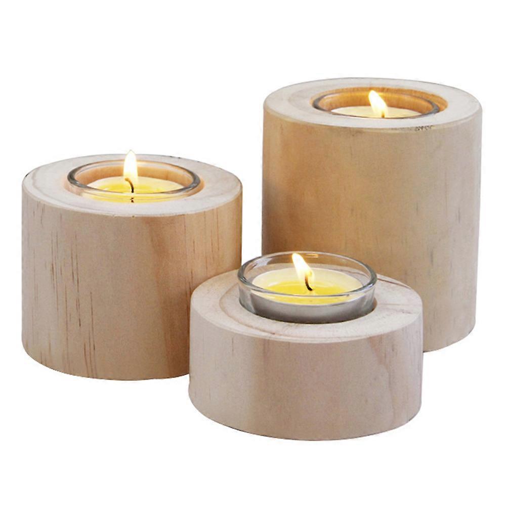 Tealight Holders Wooden Candle Holder Dining Table Decoration Kitchen 3Pcs