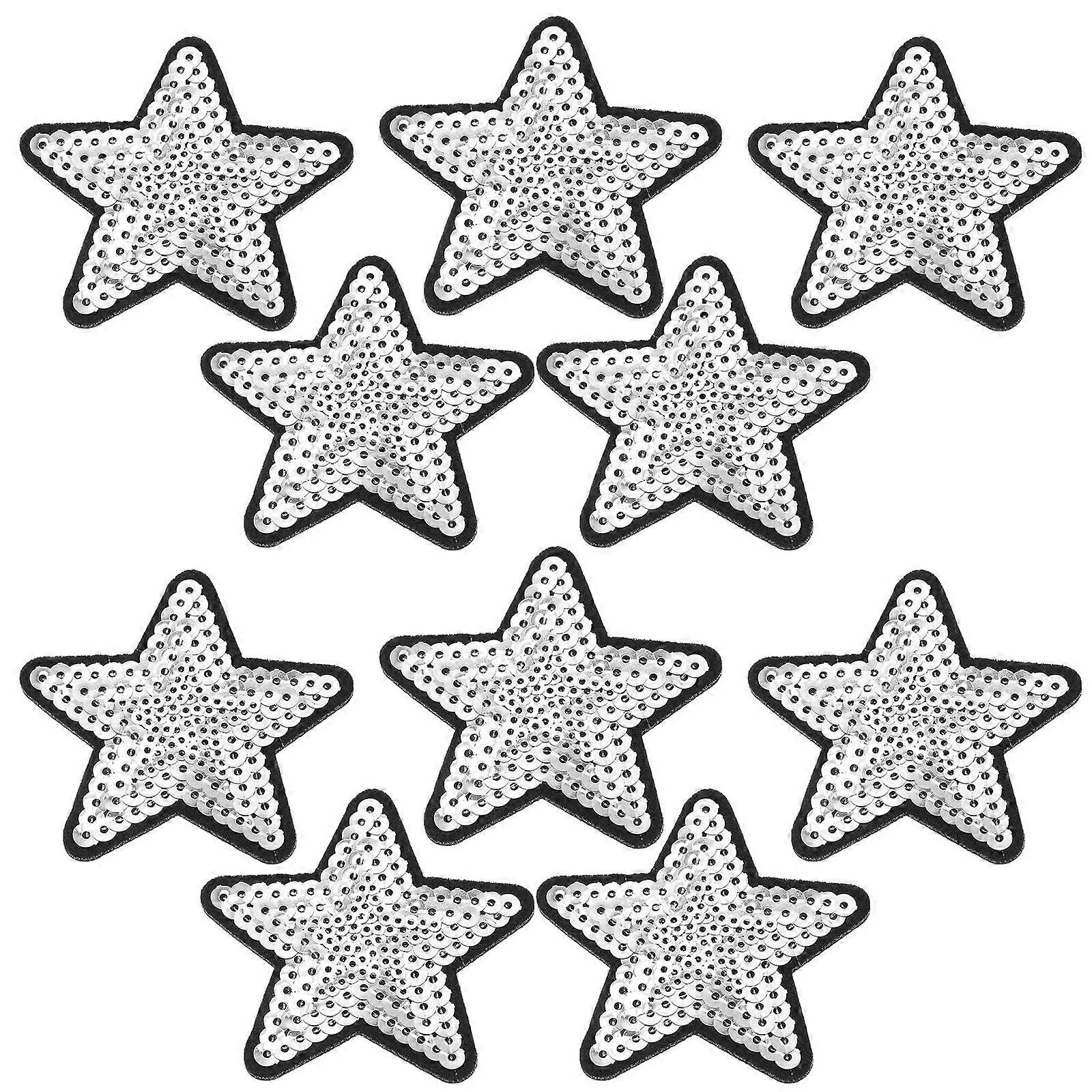 Sequins Patches 10Pcs Silver DIY Versatility Applique Patches for Clothing