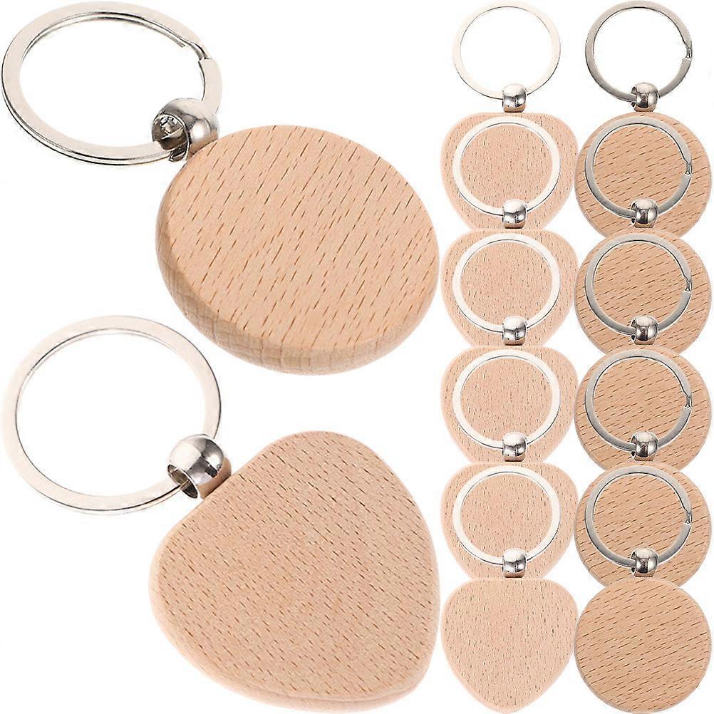 Wooden Keychain Blanks 12pcs – Smooth Polished Rustic DIY Craft Supplies for Engraving, Painting & Custom Decoration