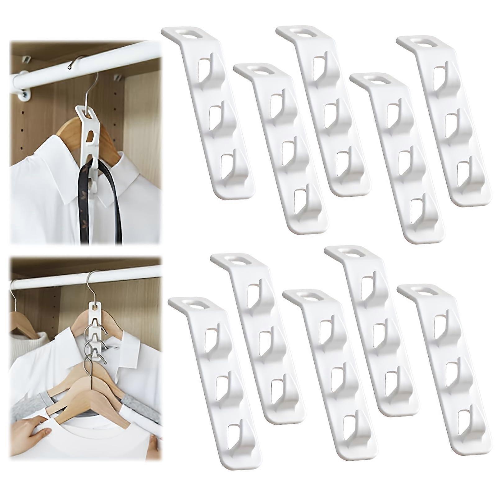 Pack of 10 SpaceSaving Clothes Hangers with Connecting Hooks, (White)
