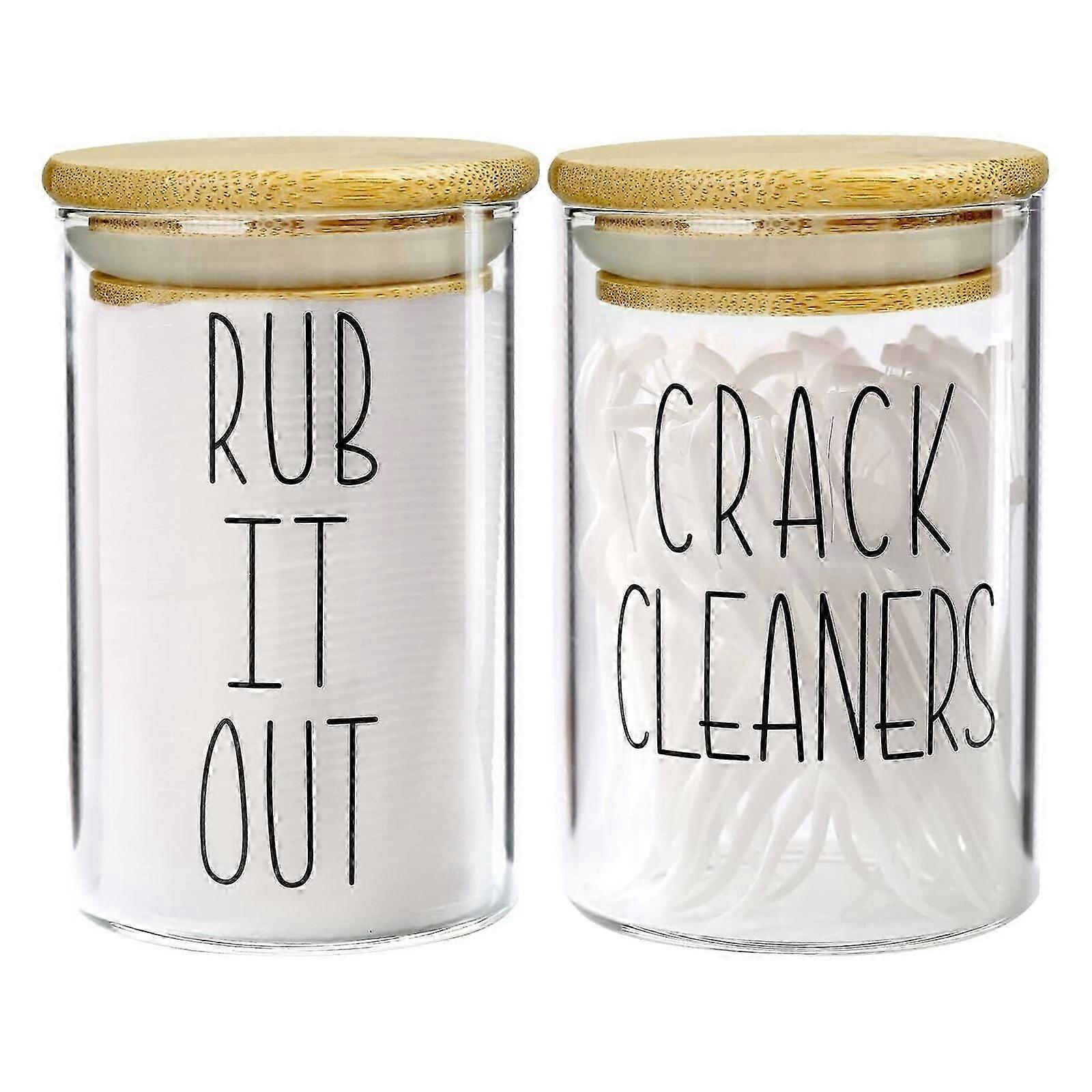 Cotton Pads Container Box, Glass Qtip Holder with Bamboo Lids, 2-in-1 Cotton Buds Container Box, Cotton Pads Storage, Dust and Moisture Resistant, for