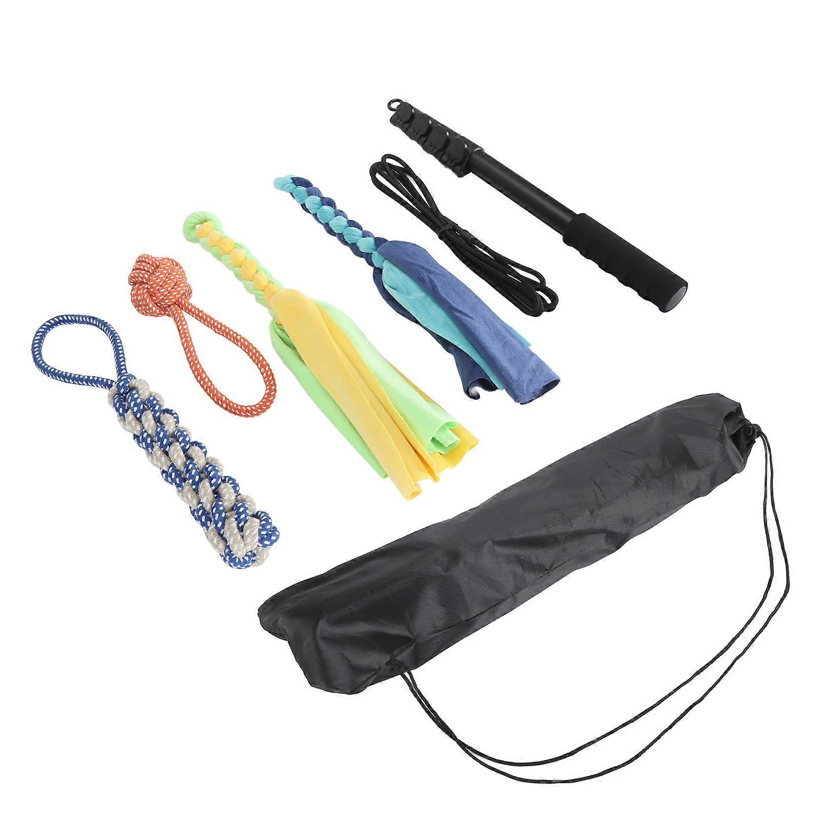Interactive Flirt Pole Toy Fun Dog Extendable Teaser Wand Aluminum Alloy Flirt Pole with Lure for Exercising Training