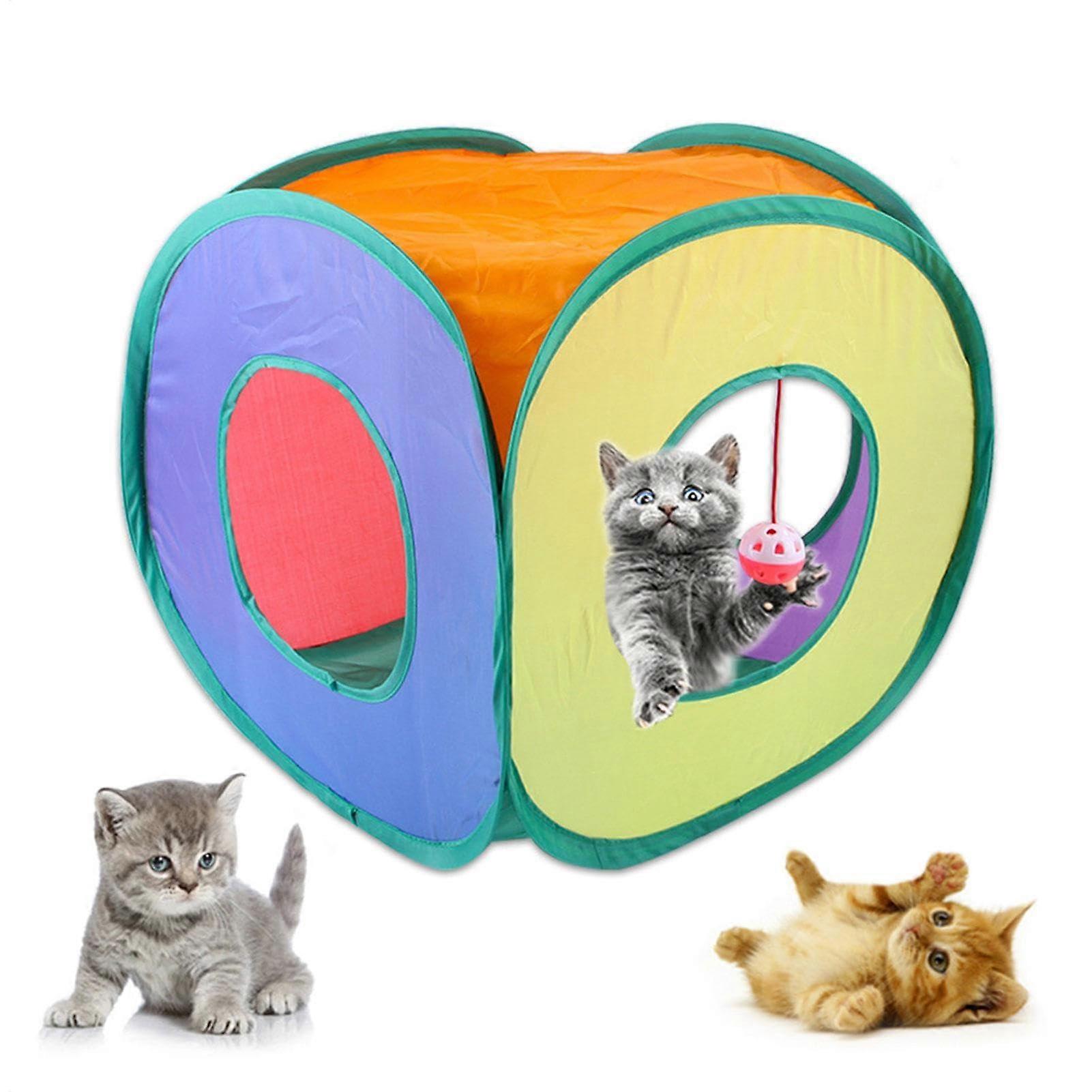 Cat Tunnel Foldable Rainbow Kitten Tent Toy for Cats and Kittens