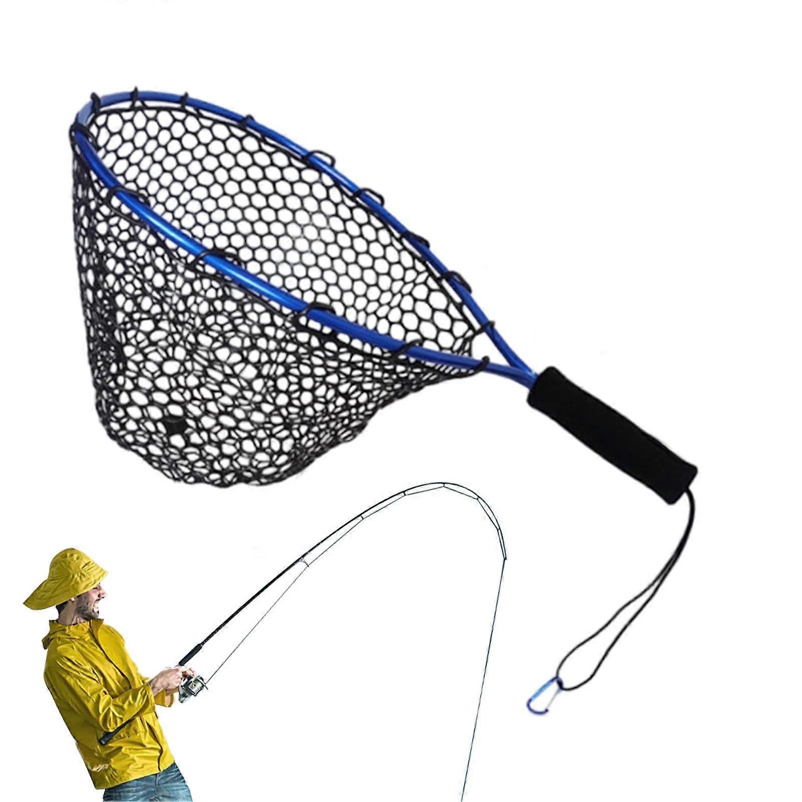 Fishing Net Lightweight Scoop Net, Portable Aquarium Net for Shallow Water Outdoor Mountain Ponds Riverbeds Streams Kayak Blue