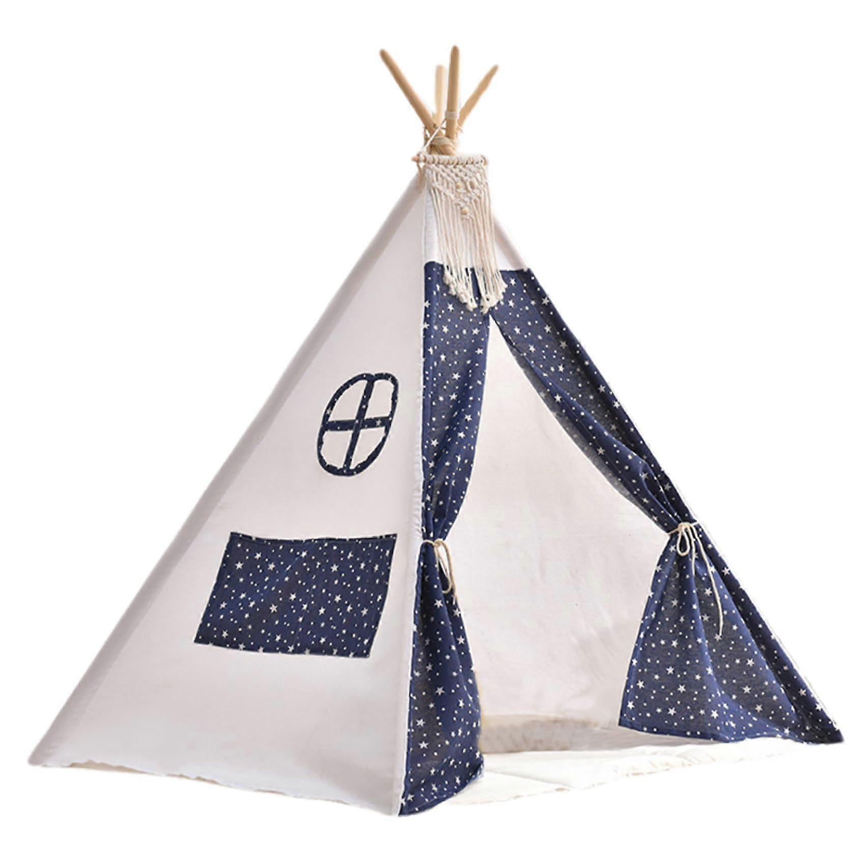 Teepee Tent for Kids Star Pattern Play Tent with Door Curtain Skylight 31.5x31.5x43 Inches