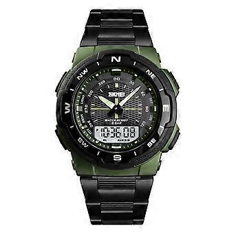 SKMEI 1370 Multifunktionale Männer Outdoor Sport Nyctilucent Wasserdichte Edelstahl Digitale Armbanduhr