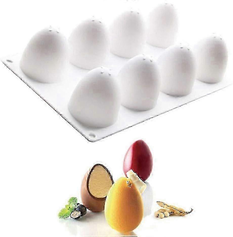 8-Cavity Oval Egg Silicone Mold for Easter Baking & Chocolate Making, Reusable Non-Stick Bakeware Tool