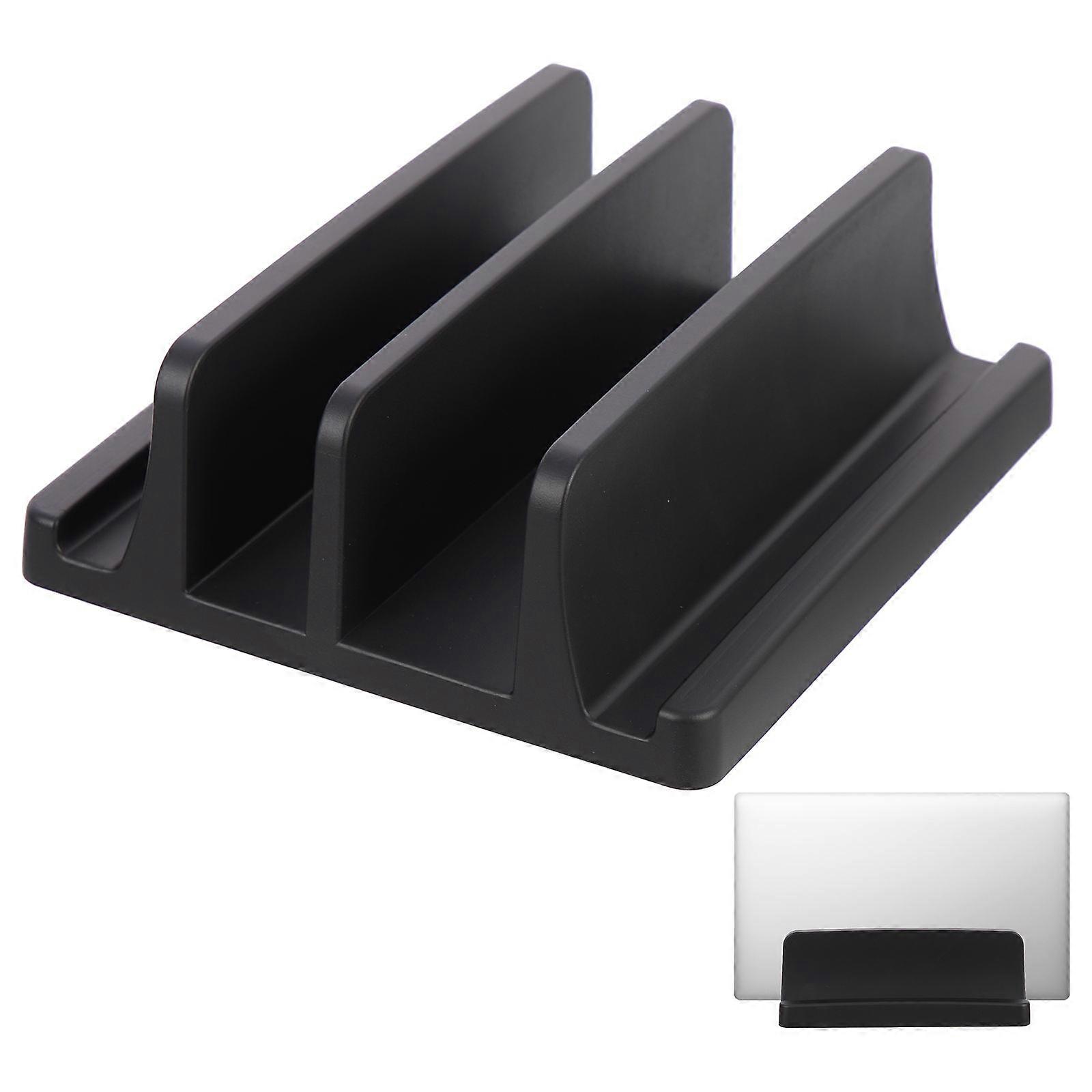 Vertical Laptop Stand with Double Slot Desktop Holder Space Saving Plastic Design for Enhanced Stability and Non Slip Performance in Home Office