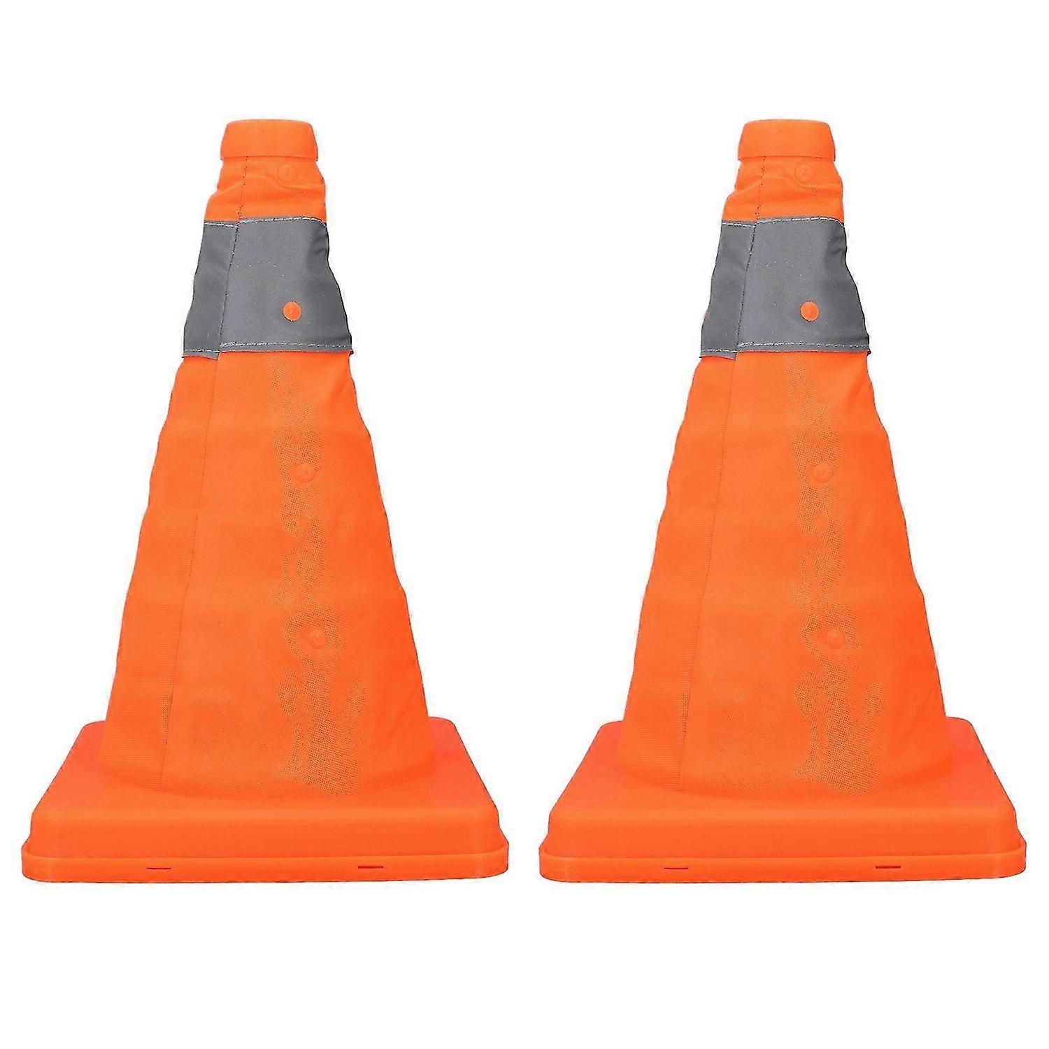 2Pcs Traffic Safety Cones Foldable Multi Purpose Pop Up Cone with Reflective Collar Orange 30cm for Driving Training