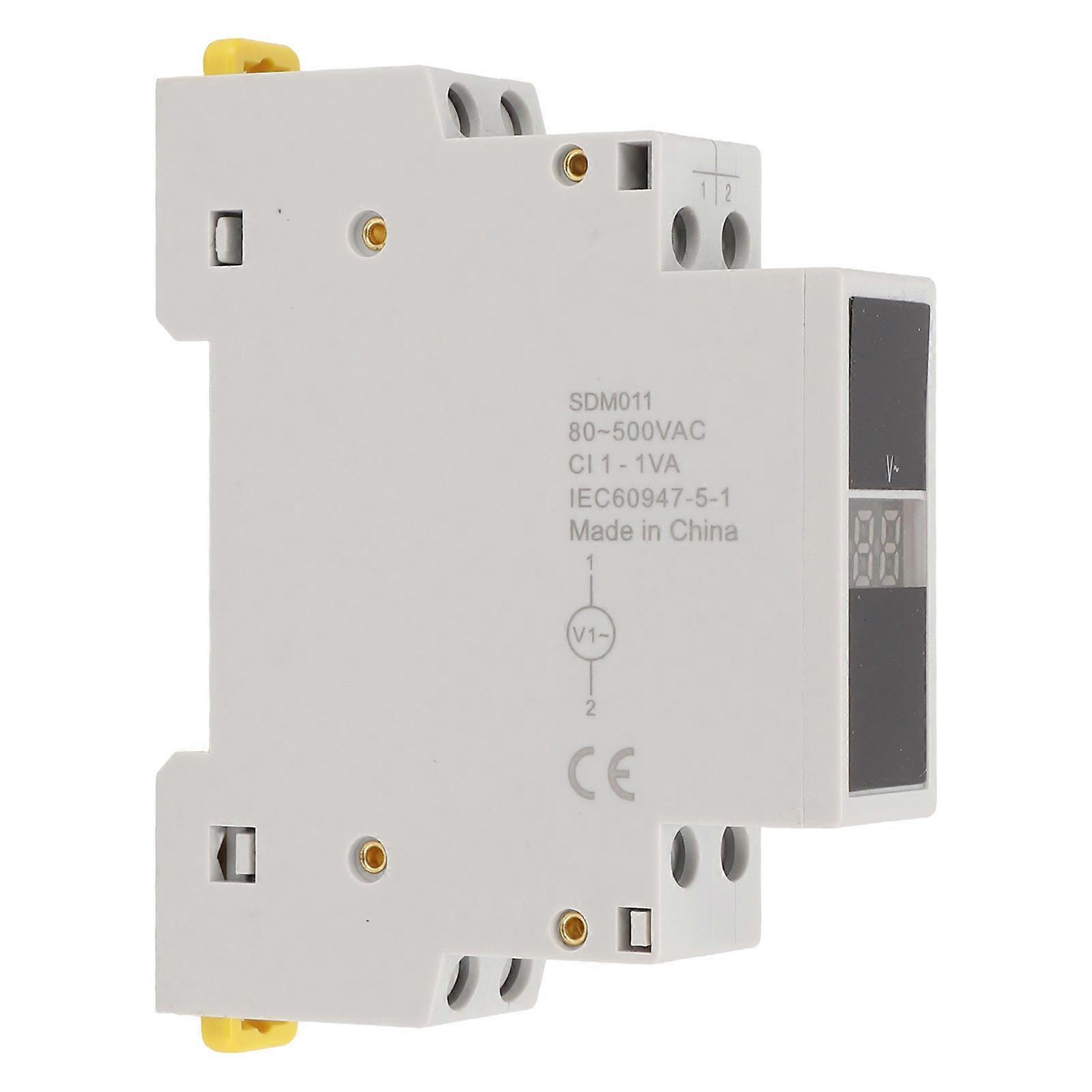 Single Phase Voltage Meter Digital Display ABS Housing Mini Modular Voltmeter for Electrician AC80V‑500V