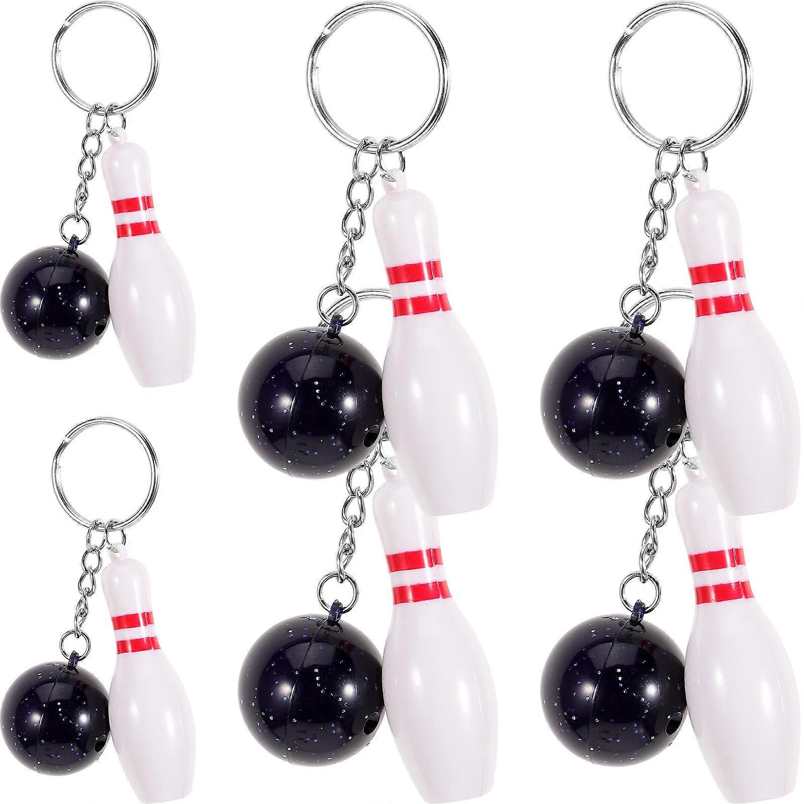 6pcs Mini Bowling Keyrings – Fun Sports Souvenir Pendant for Car, House Keys & Backpack Decoration – Unique Hanging Key Chains for Creative Style