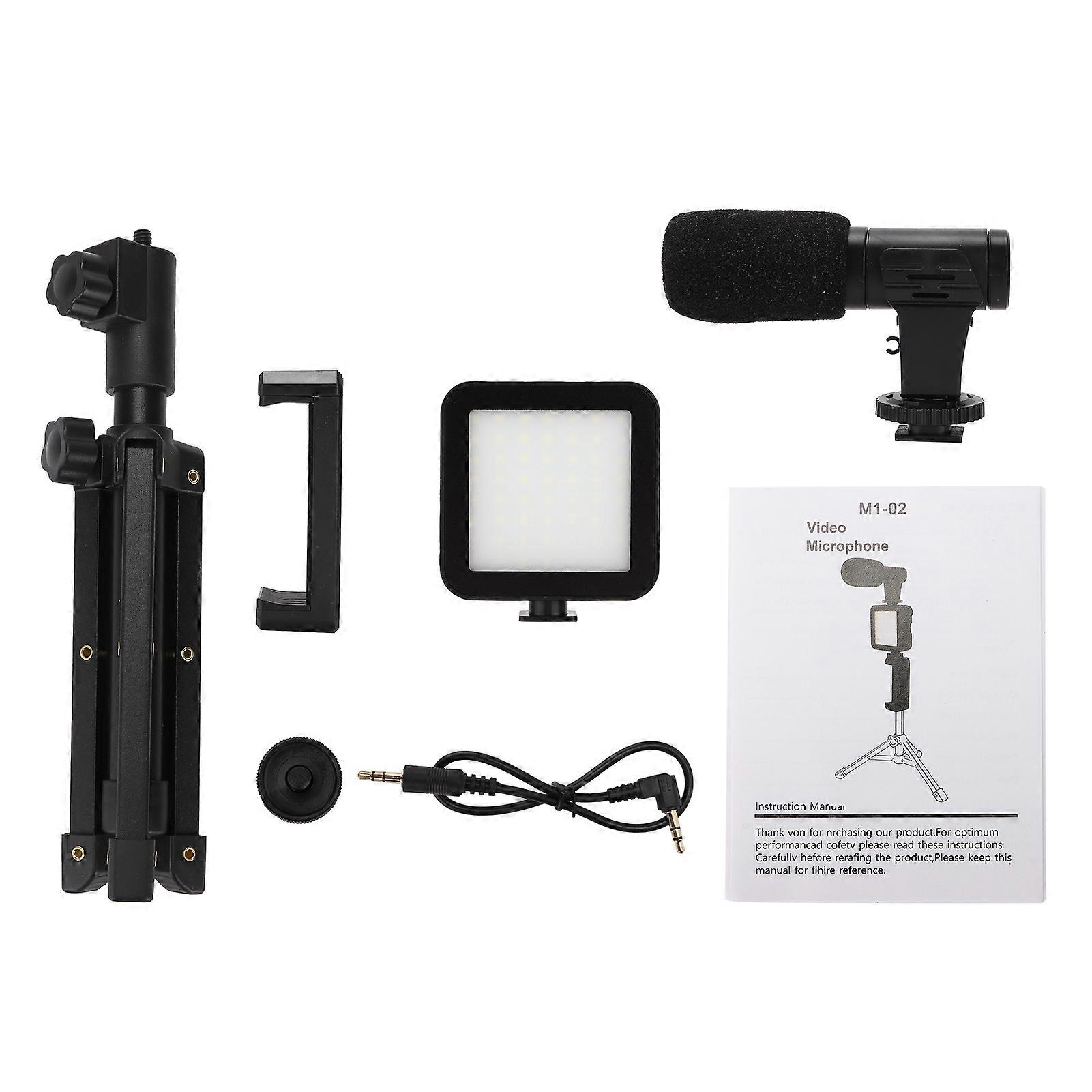 Portable Photography Fill Light Tripod with Microphone Phone Holder for Live Steaming