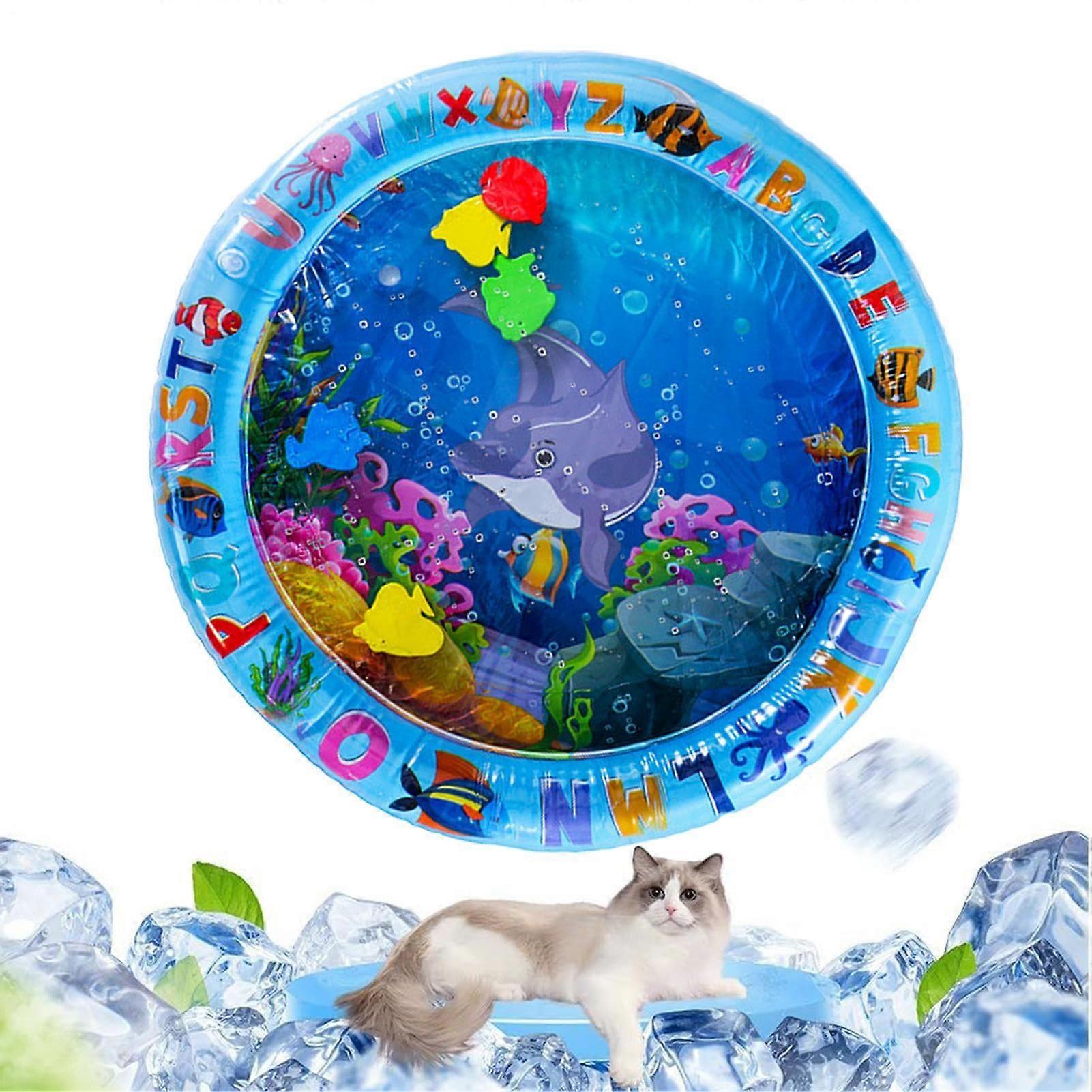 160 g Water Play Mat - Leak-Proof Sensory Splash Pad with Cooling Layers for Cats, Outdoor Use on Balcony and Garden
