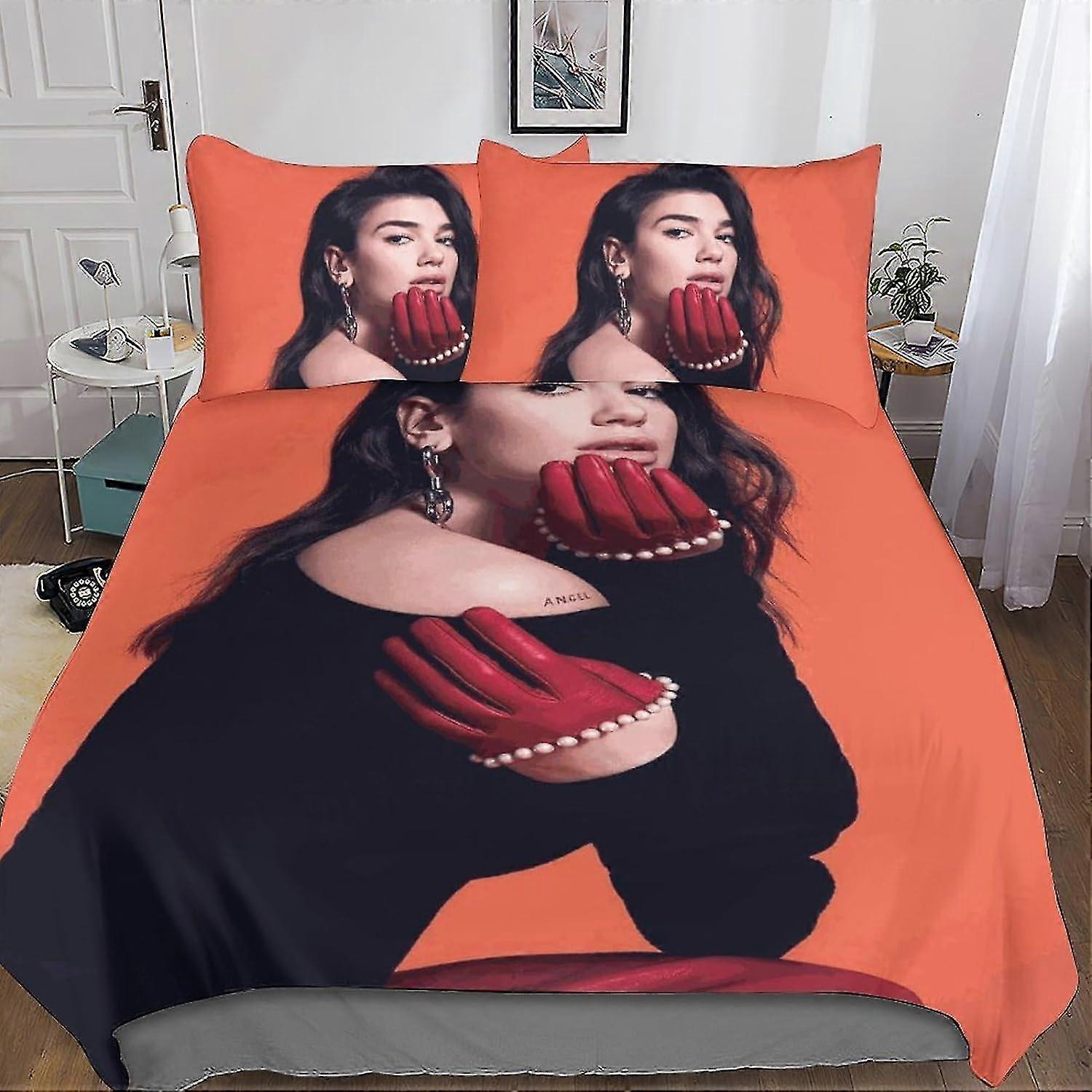 Conjunto de cama impresso em 3D para crianças e adolescentes com fronha, capa de edredom de microfibra e fecho de zíper, adequado para um modelo de cantor