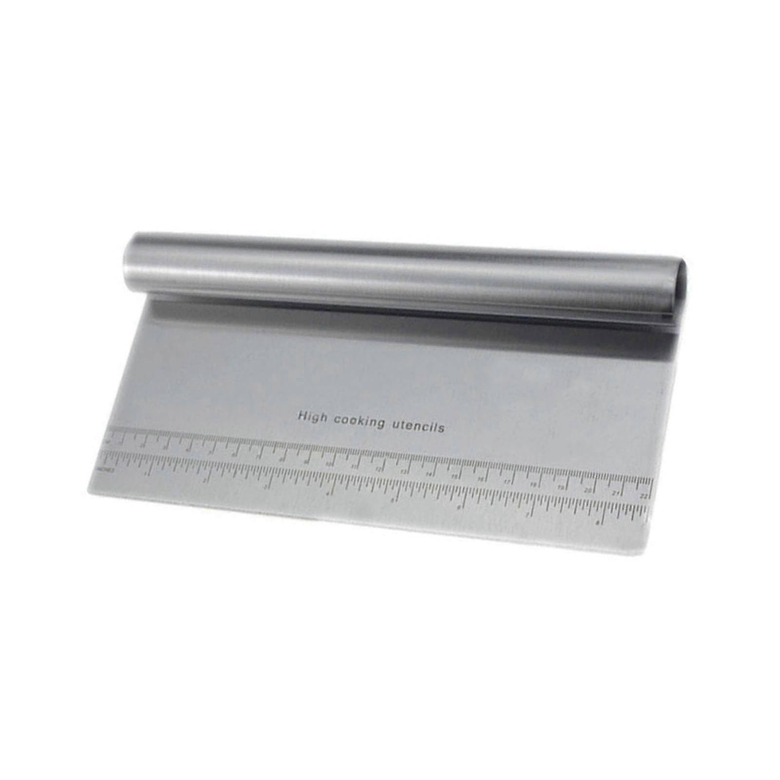 Dough Scraper Clear Scale Stainless Steel Dough Cutter with Ergonomic Handle for Bread Cake Baking