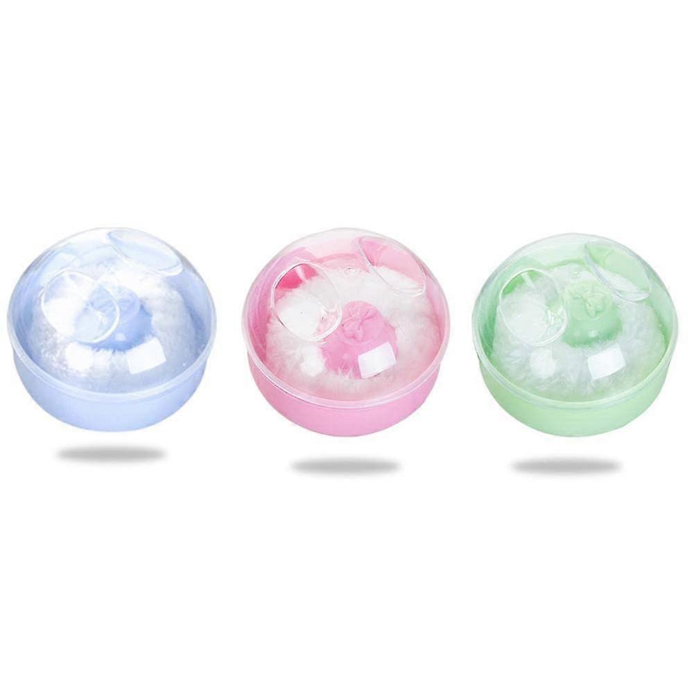 Powder Puff Box 3 Pieces Body Powder Container Random Colour Puffs Powder Belly for Drive Home