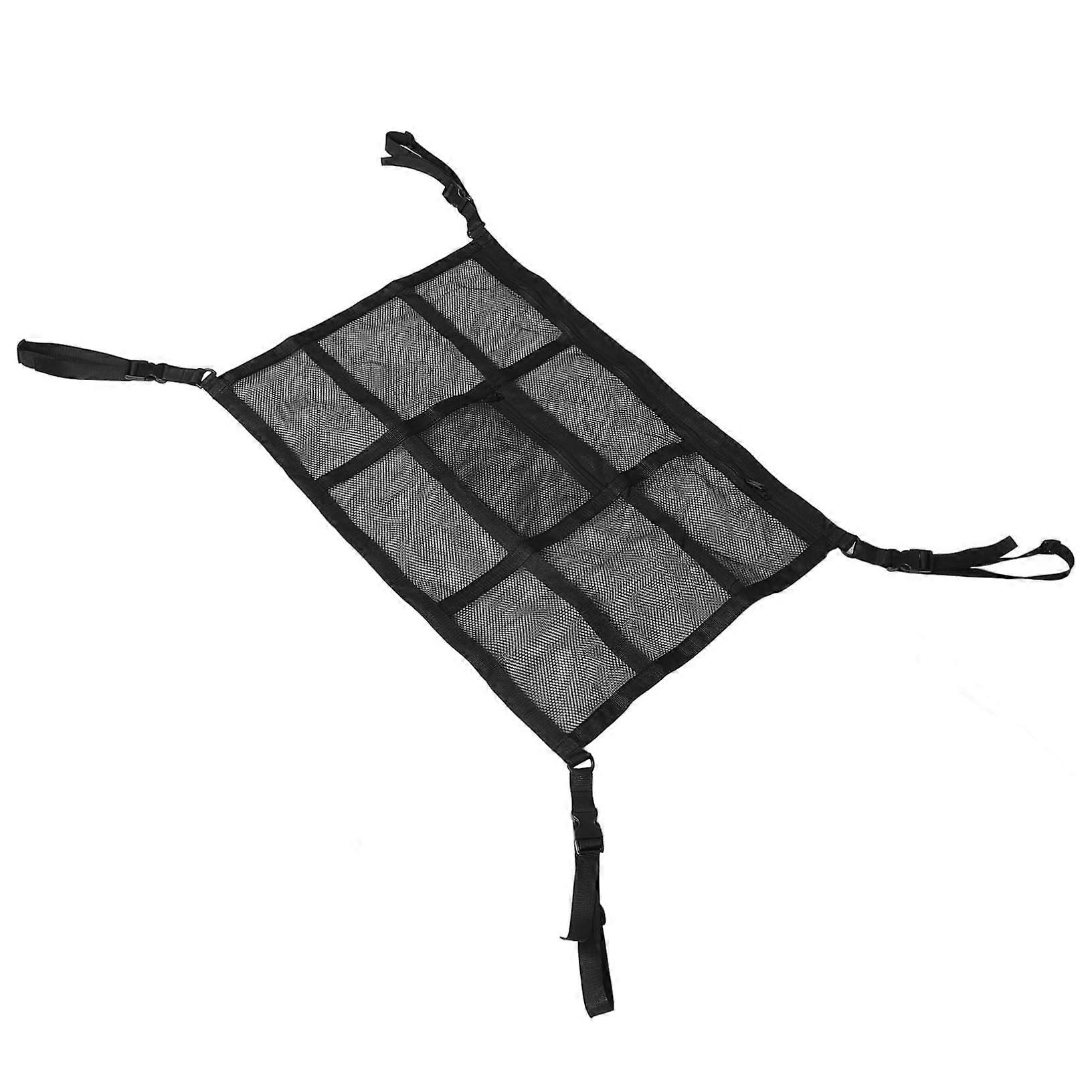 Trunk Net for Car Dual Pocket Roof Organizer with Zipper for SUV Van Travel Easy Tool-Free Installation Storage