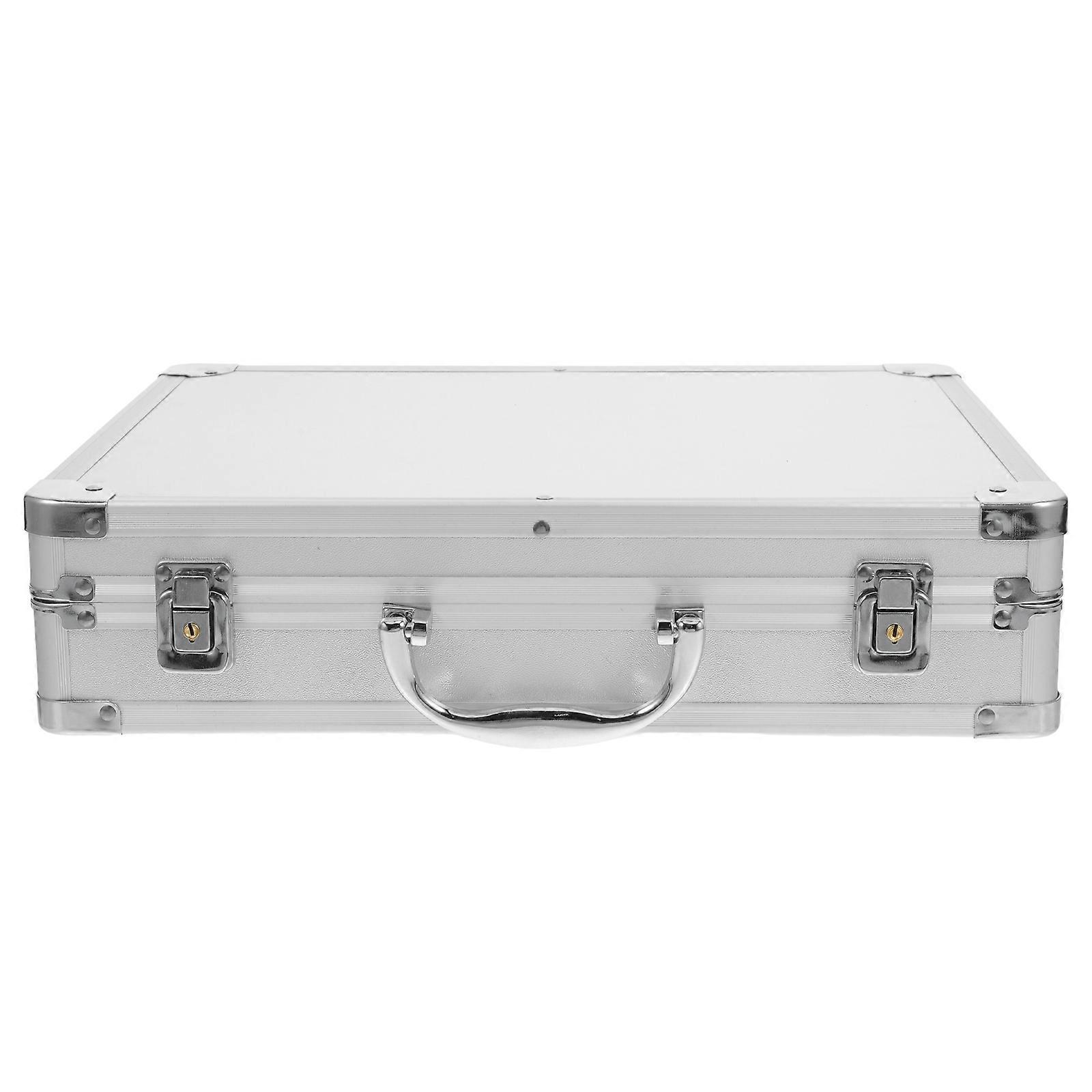 Aluminium Alloy Tool Box Multi-Functional Storage Container Silver 37.00X28.50X8.50CM Portable For DIY Enthusiasts 1Pack