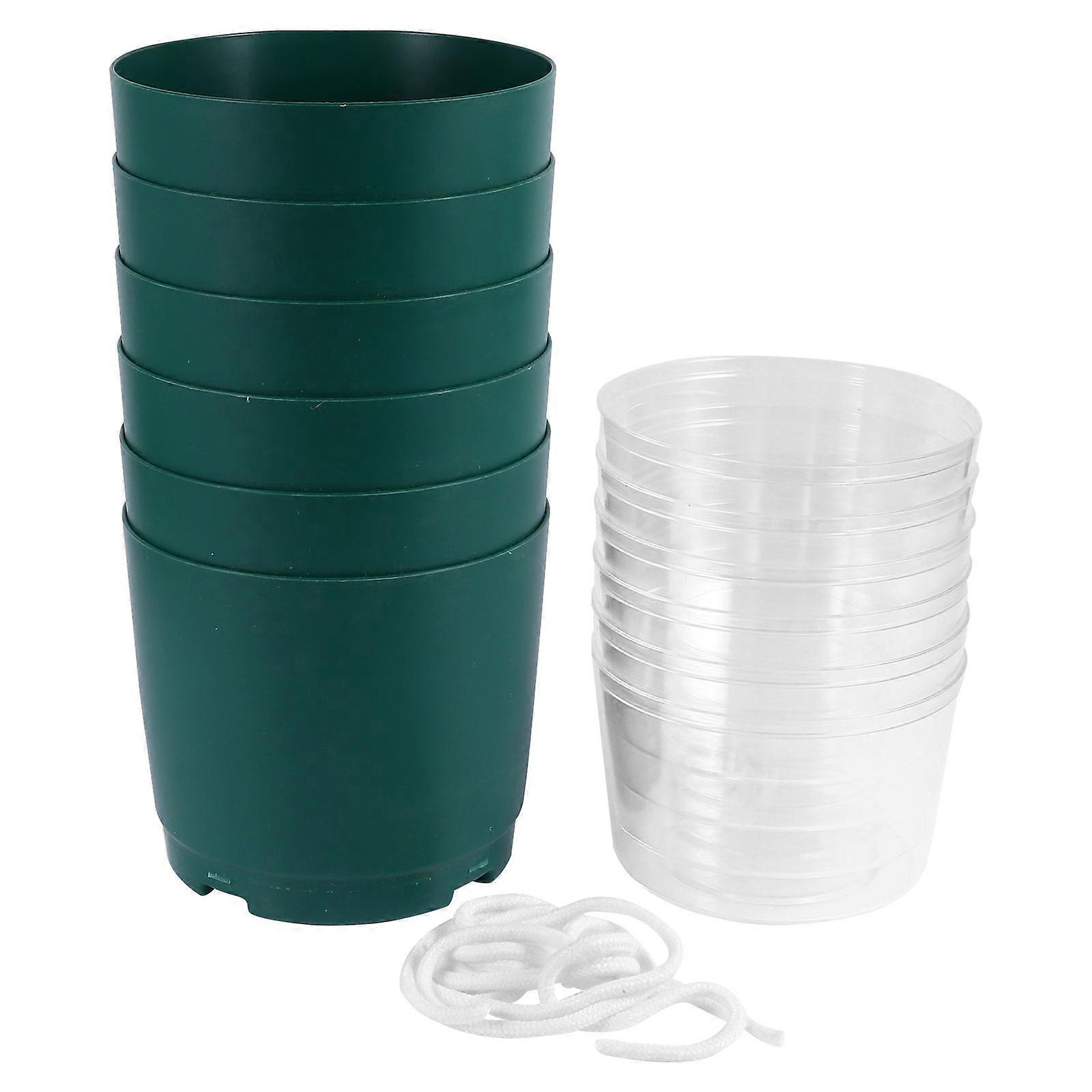 Double-layer Automatic Water Absorption Self Watering Pots Resin Planters Mall Greening 14.5X19CM 6Pcs