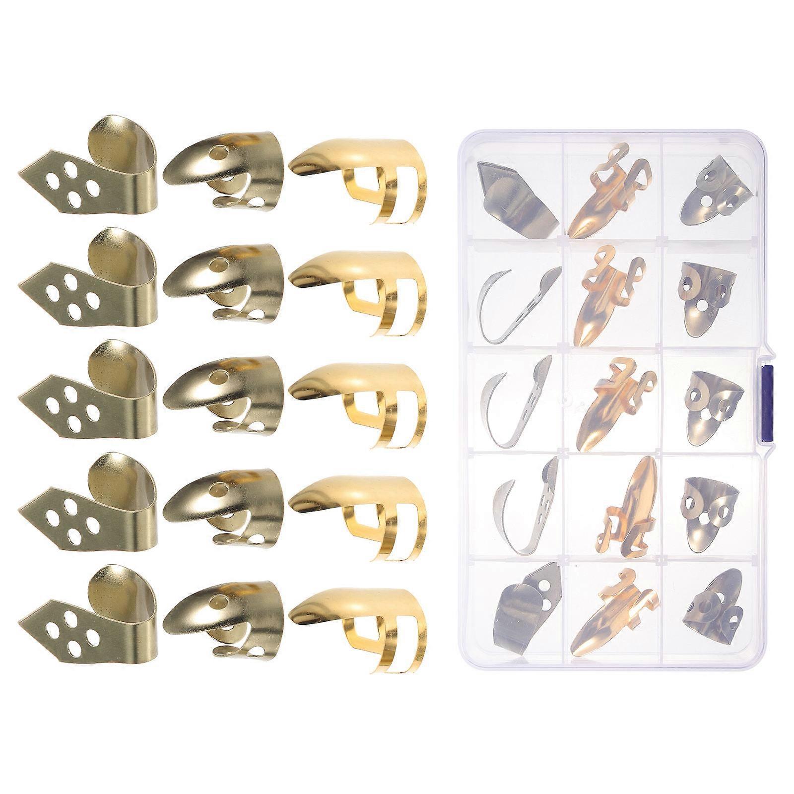 Metal Banjo Finger Picks Set with Plastic Thumb Picks, Open Mouth Design for Comfortable Fit, Multifunctional Guitar Accessories for Banjo, Bass,