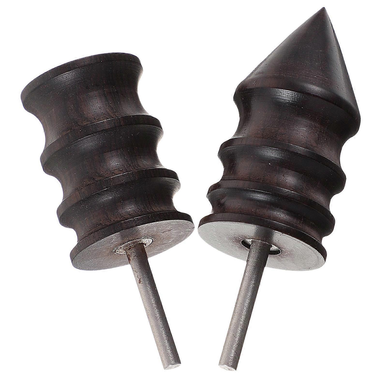 Wooden Burnisher with Polishing Heads for Rotary Tools, Handicraft Edge Burnishing Tool for DIY Leathercraft, Fits Electric Drills and Various Types