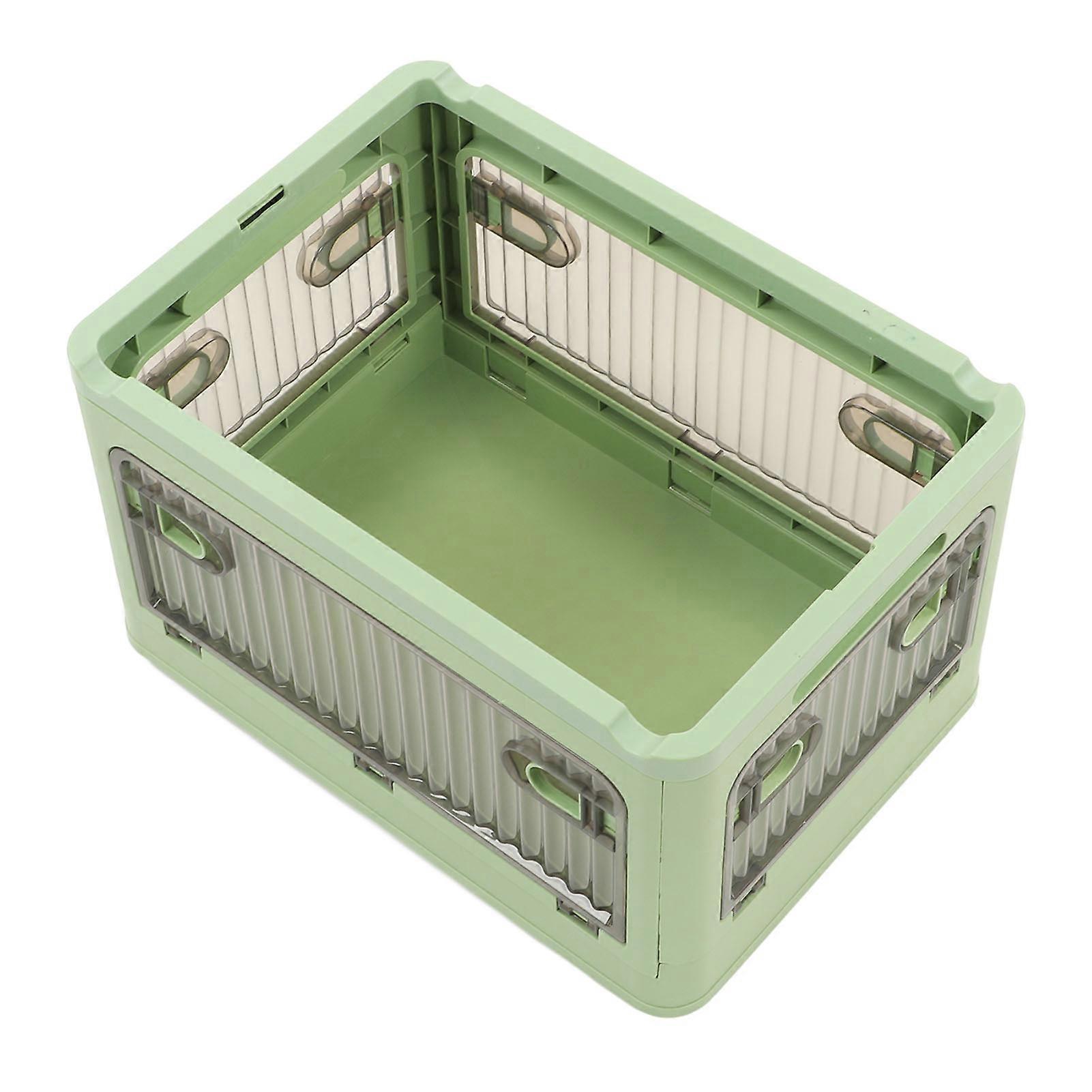 Folding Storage Box with Removable Wheels Small Stackable Storage Bins for Living Room Bedroom Green 