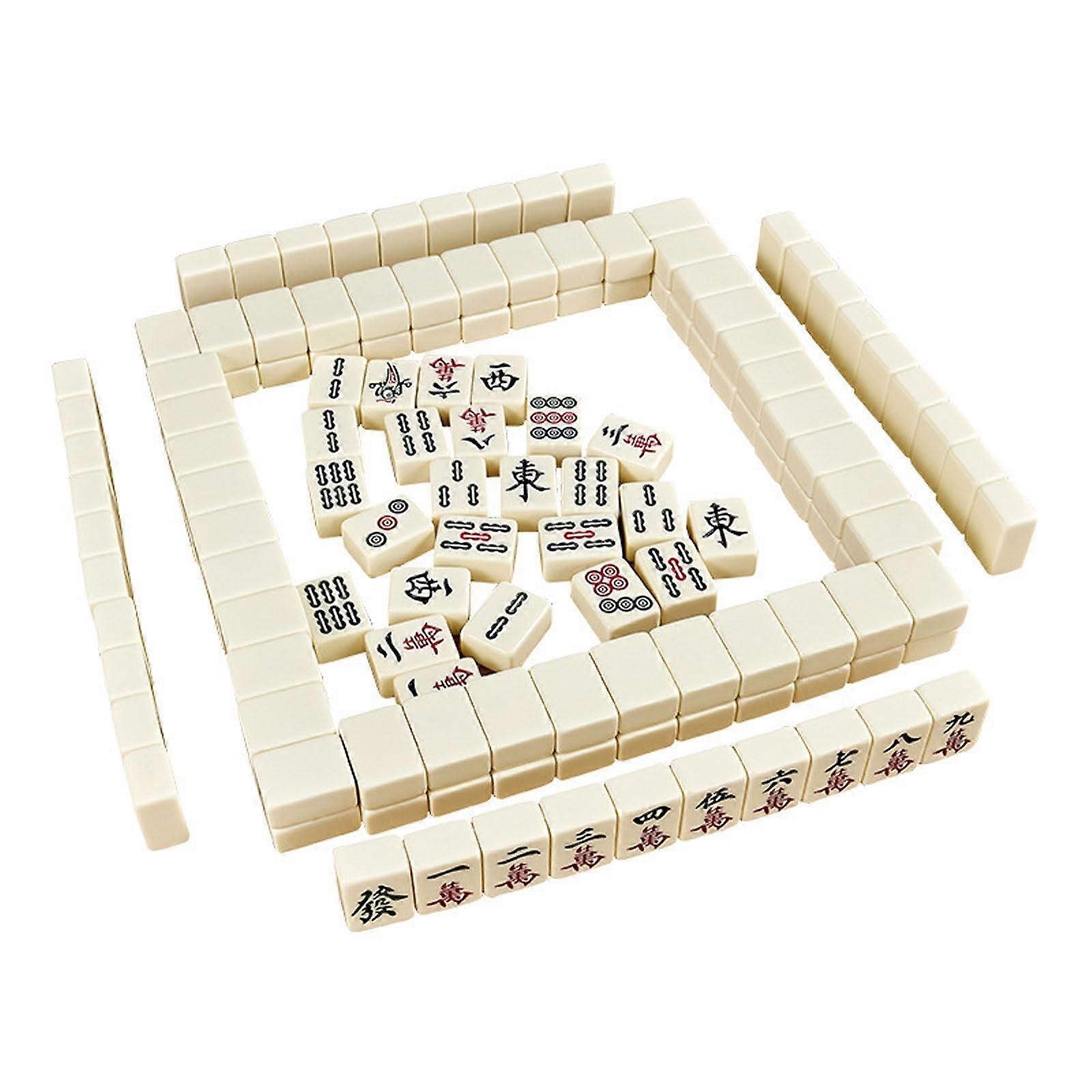 Traditional Chinese Mahjong Set, 144 Tiles with Box, Classic Board Game for Family, Friends