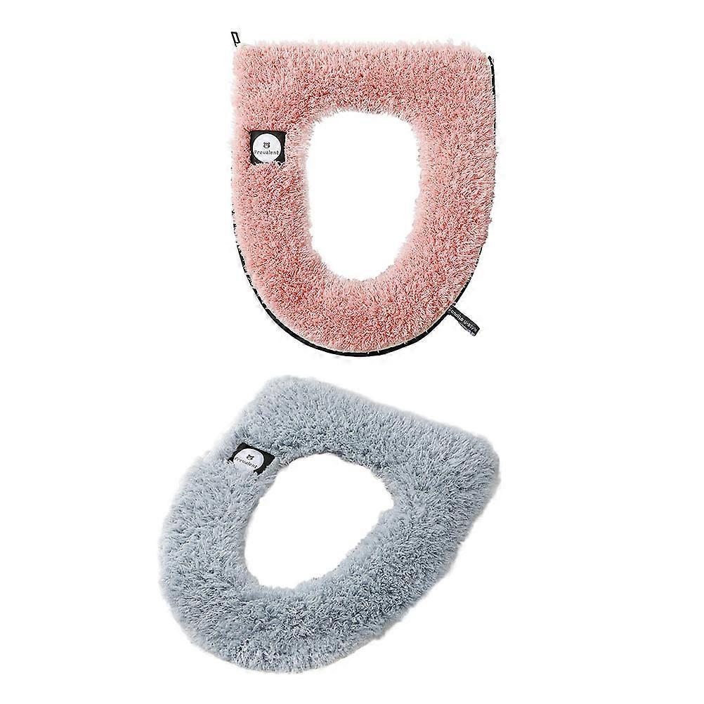 Warm Toilet Seat Cushion Set with Zipper Soft, Full Coverage Bathroom Mat for Easy Cleaning