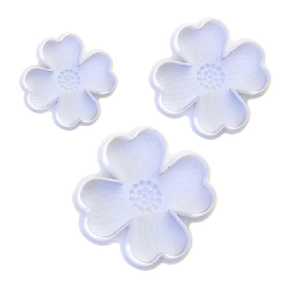 FRCOLOR 3pcs Four Leaf Spring Plunger Embossed Mold for Sugar Cookies Cake Fondant Decoration Tool White