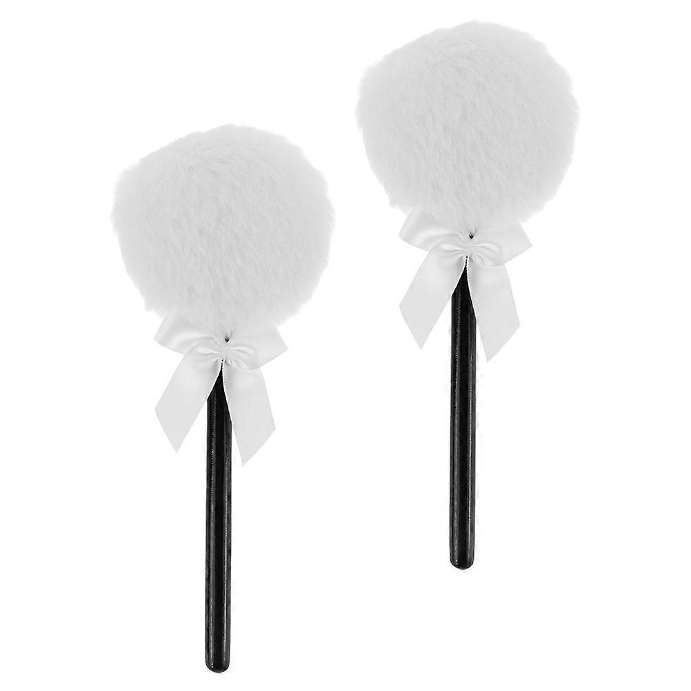 2pcs Ultrasoft Long Hair Powder Puff for Makeup – Stylish Fairy Wand Handle, Easy Clean, Gentle Application for Powder