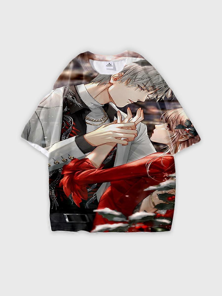 T-shirt round neck book Role Pattern loose short sleeve B409