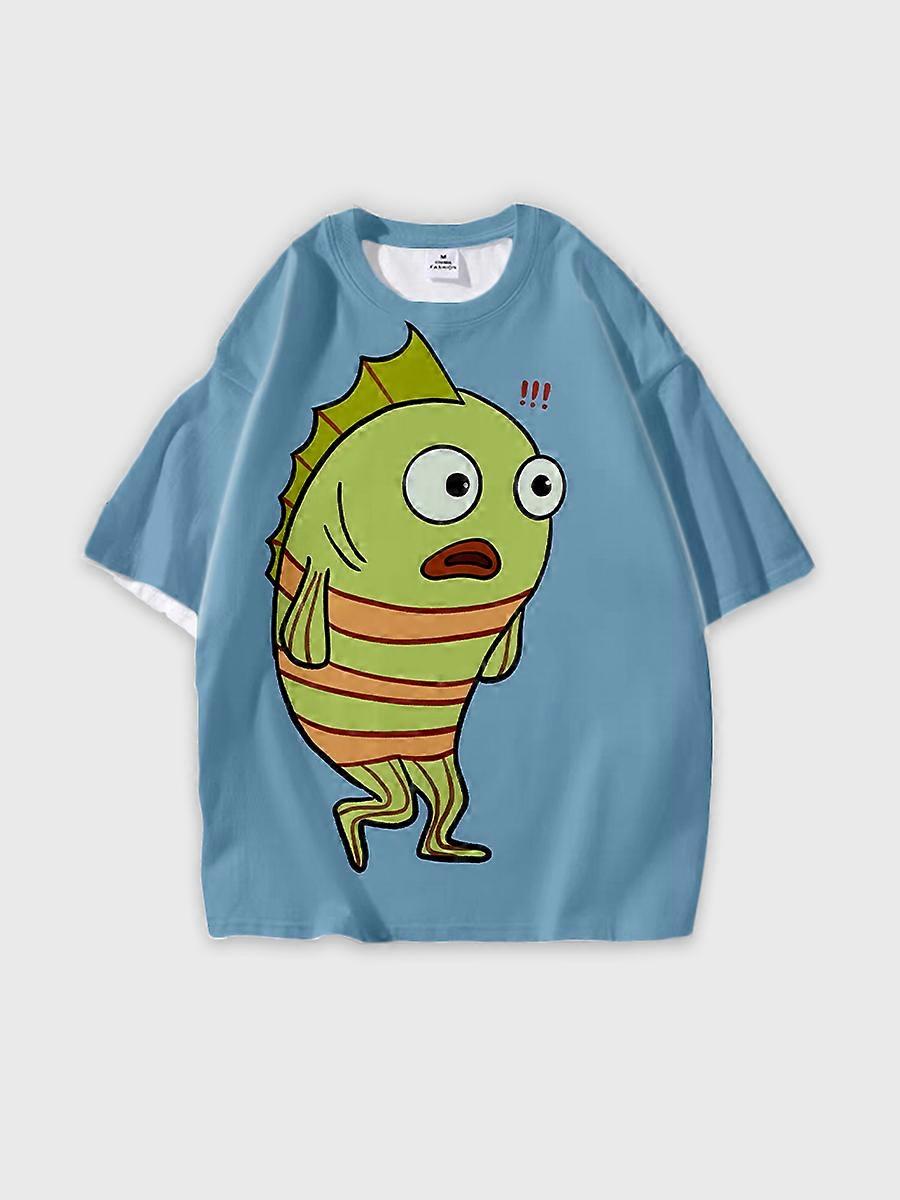 T-shirt round neck Anime Pattern loose short sleeve D1418