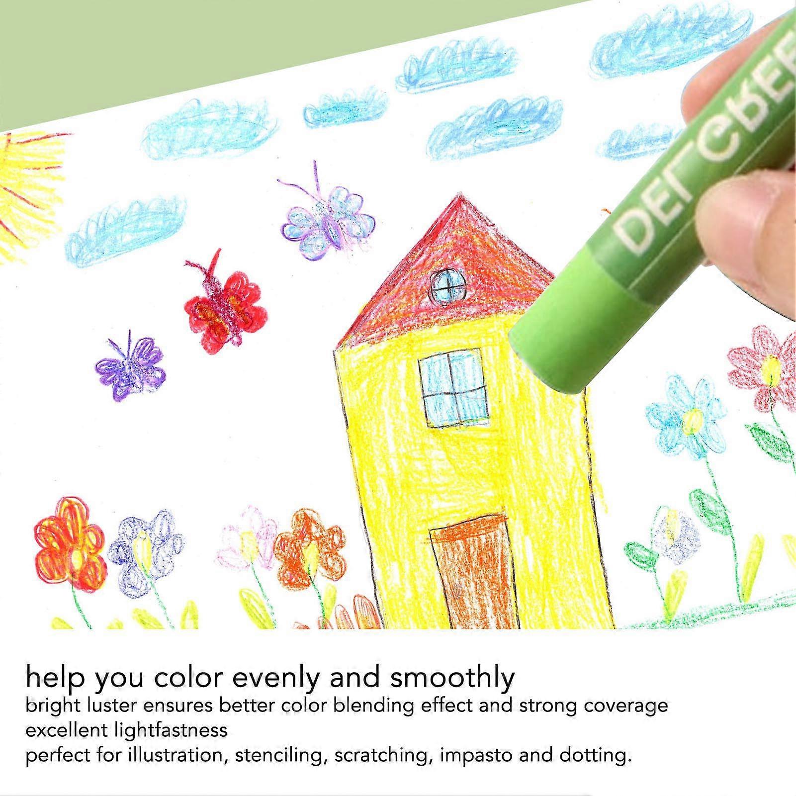 Oil Pastels Safe Medium Soft Texture Vibrant Colors Box Packed Odourless Oil Crayons for Stenciling Dotting Coloring 24 Colors