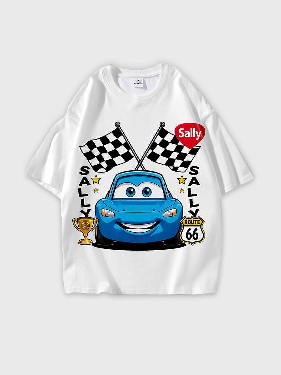 T-shirt round neck Animation Character Pattern loose short sleeve E2837