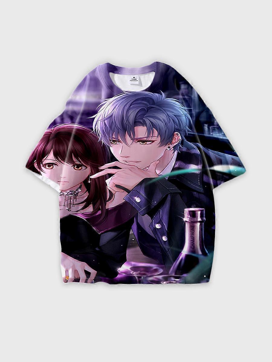 T-shirt round neck Role Pattern loose short sleeve E2386