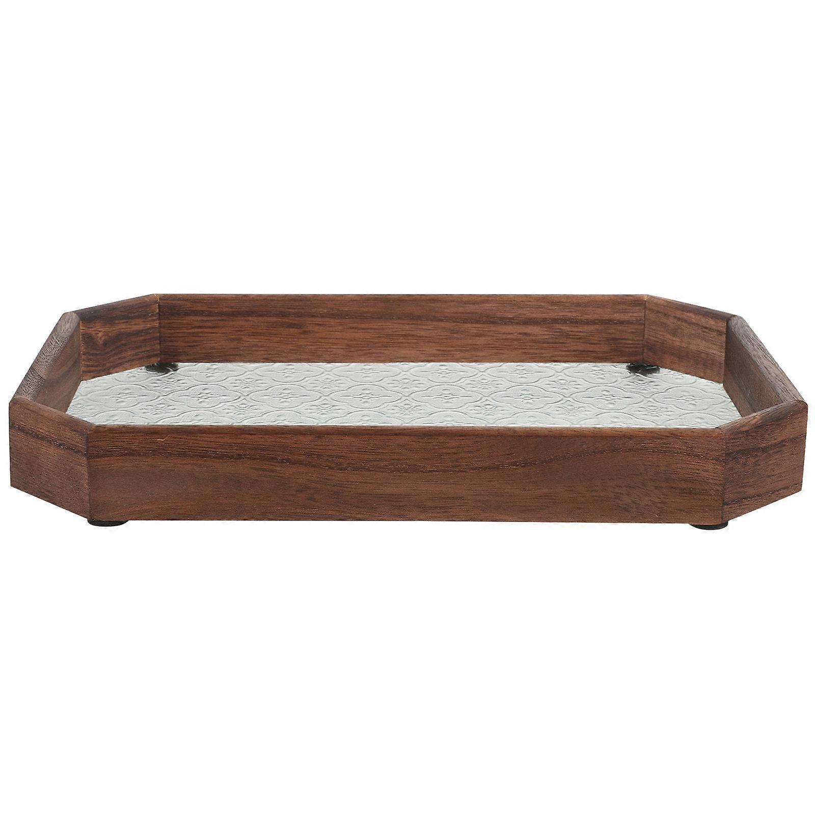 Wooden Serving Tray for Home Use Multi Color Elegant Dessert Tray for Parties and Home Decor 10.2