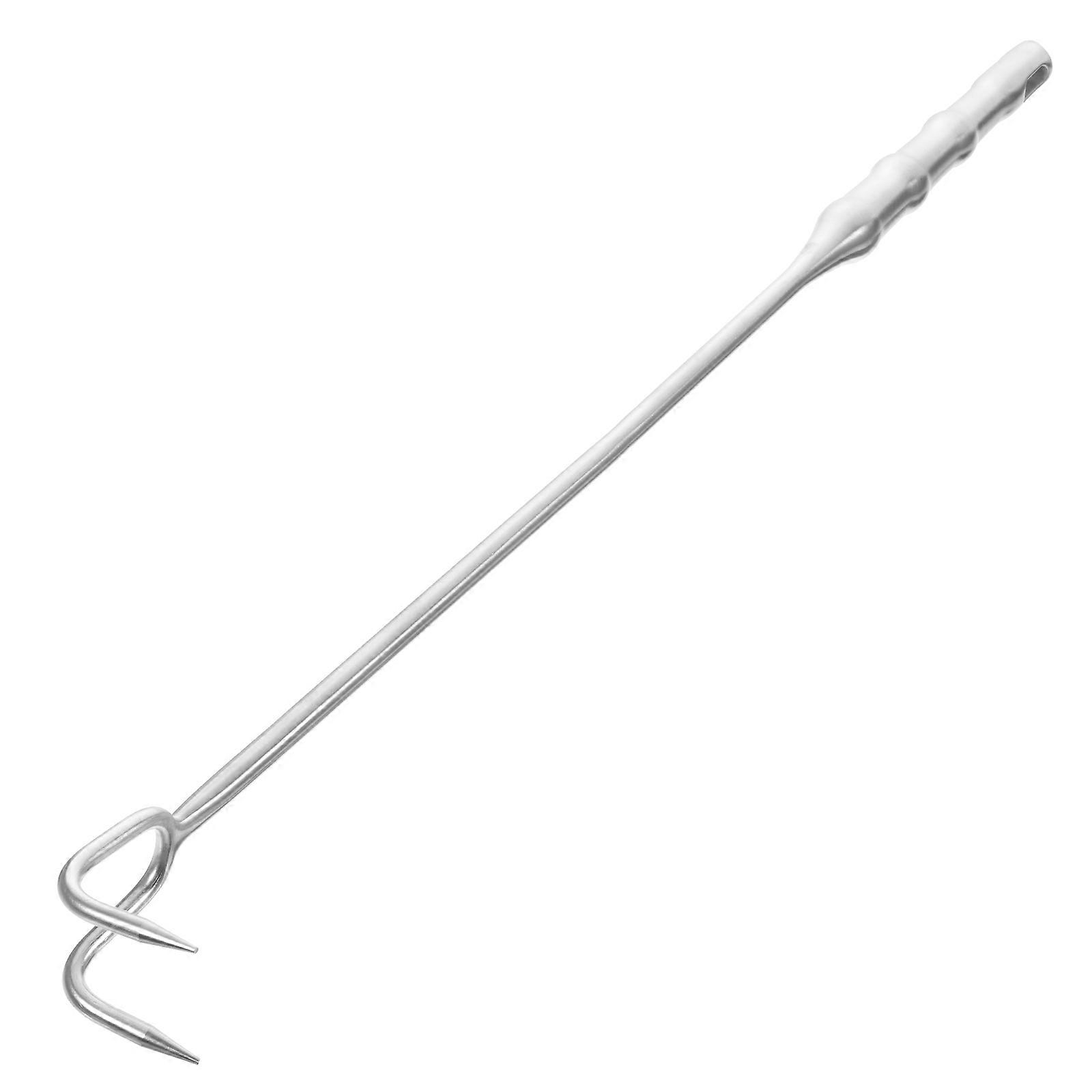 Stainless Steel Butcher Hook Bbq Meat Flipper Barbecue Non-Twisting Silver Smooth Surface Home Users 1Pack