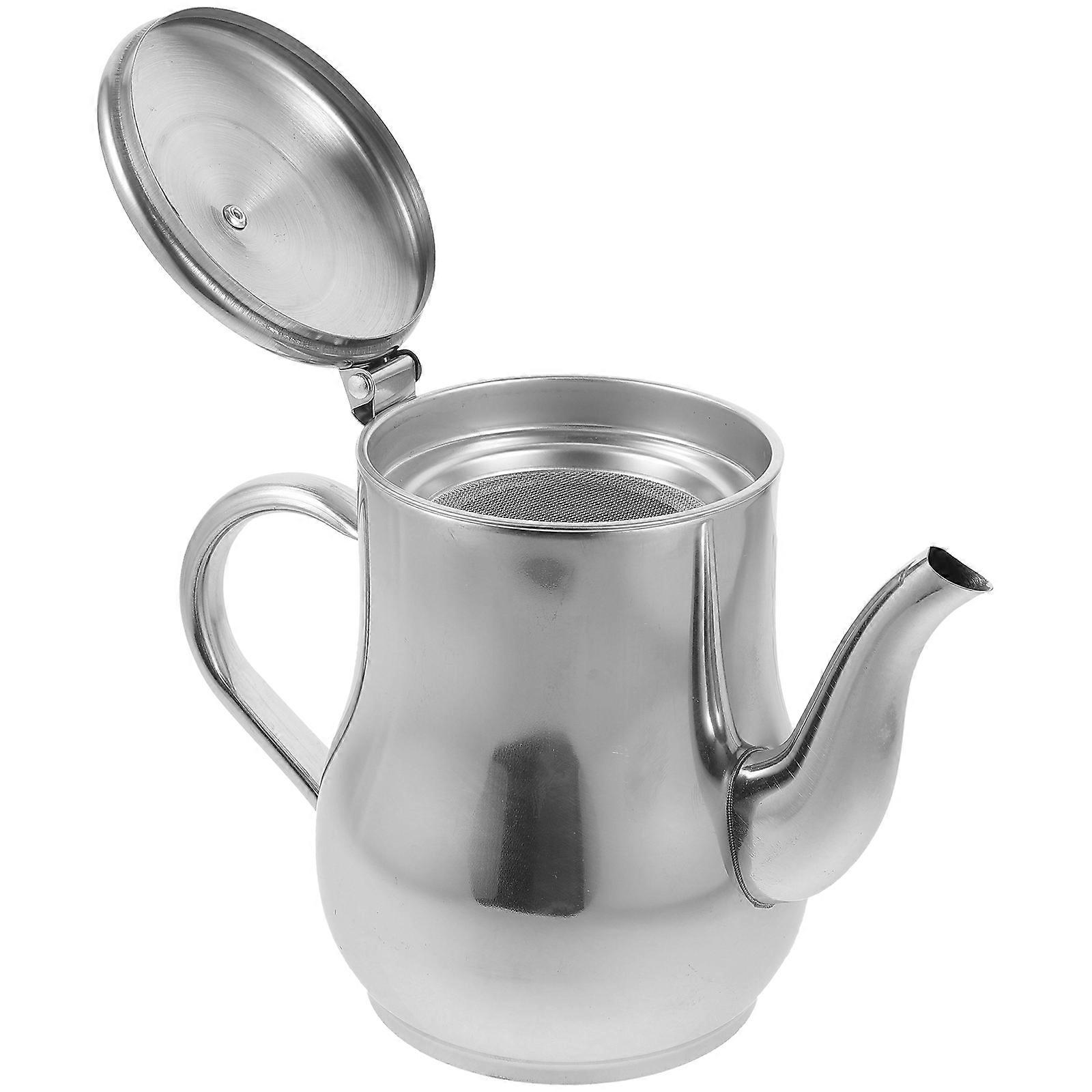 Stainless Steel Grease Separator Can with Removable Mesh Strainer, High Temperature Resistant Oil Storage Container for Kitchen Household Use